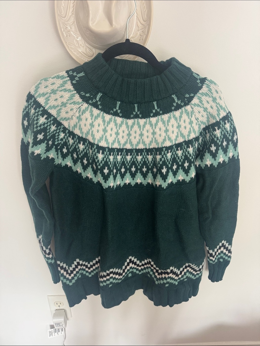 Tuckernuck Green Fair Isle Knit Sweater - Soft Ribbed Collar